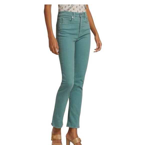 VERONICA BEARD Ryleigh High-Rise Straight Jeans in Teal - Picture 3 of 8